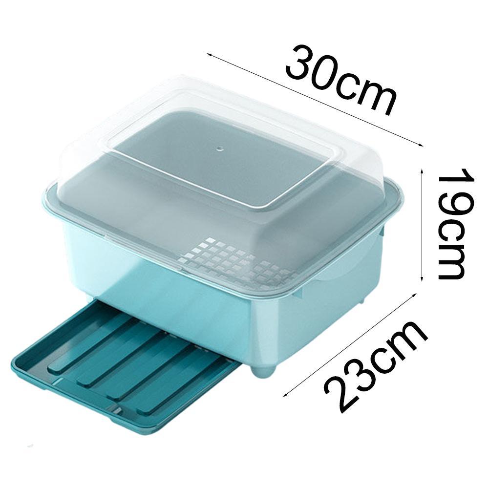 Tableware Storage Box Kitchen Dish Drain Rack With Lid Desktop Plate Home Dinnerware Container Holder Kitchen Cupboard Supplies