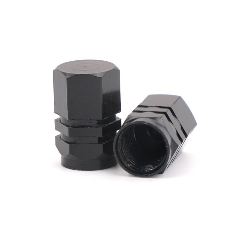 2 stuks universele aluminium fietsbandventieldoppen, fiets- en motorventieldop, autowieldop, rond, 10 kleuren: Zwart