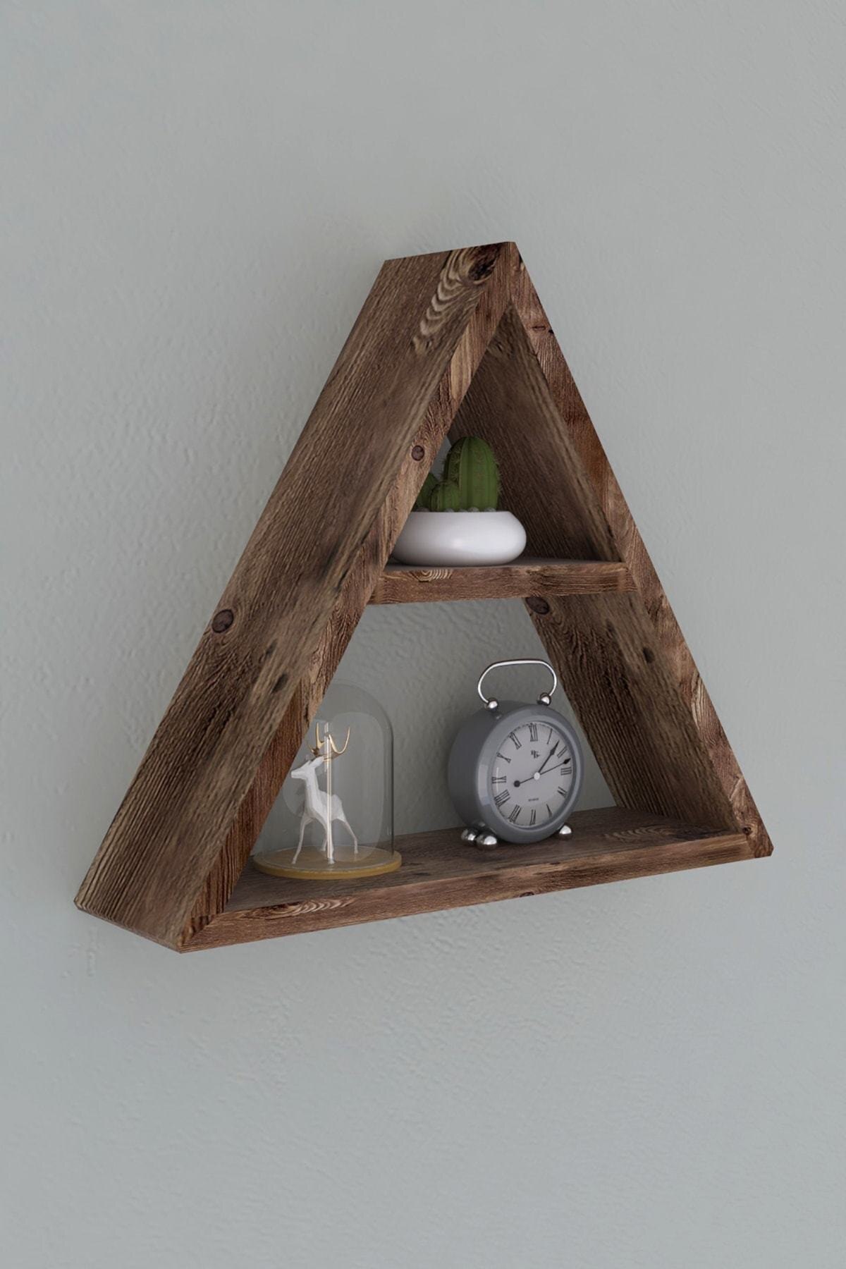 Triangle Wall Shelf Solid Shelf Natural Wood Shelf Bookcase Single