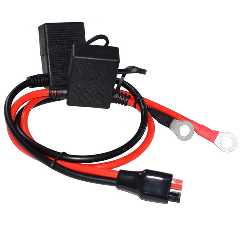 Portafusibles doble estilo ATC positivo/negativo, con terminales de anillo, con conectores 45A, cable de calibre 10 De 2 pies.