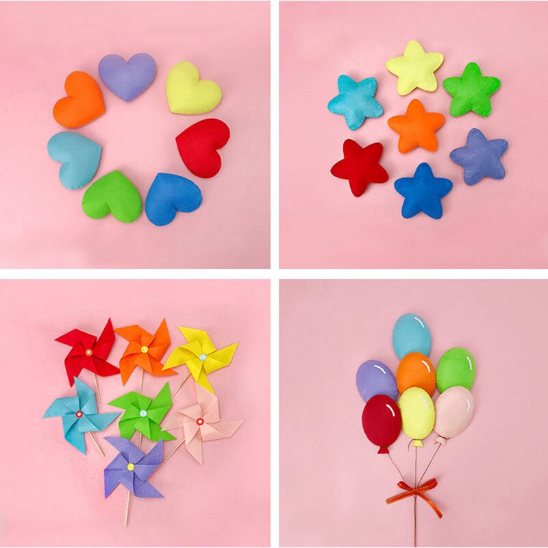 7 stks/set DIY Baby Verjaardagsfeestje Wanddecoratie Handgemaakte Vilt Hart/Ster/Pinwheel/Ballon Ambachtelijke Vilt DIY pakket