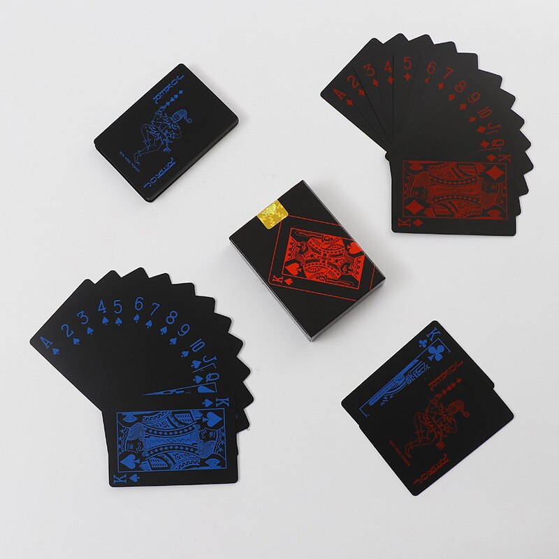 Vandtæt pvc plastik spillekort poker klassiske magiske tricks værktøj ren sort magi boks-pakket gyh: Rødblå 6.3 x 8.9
