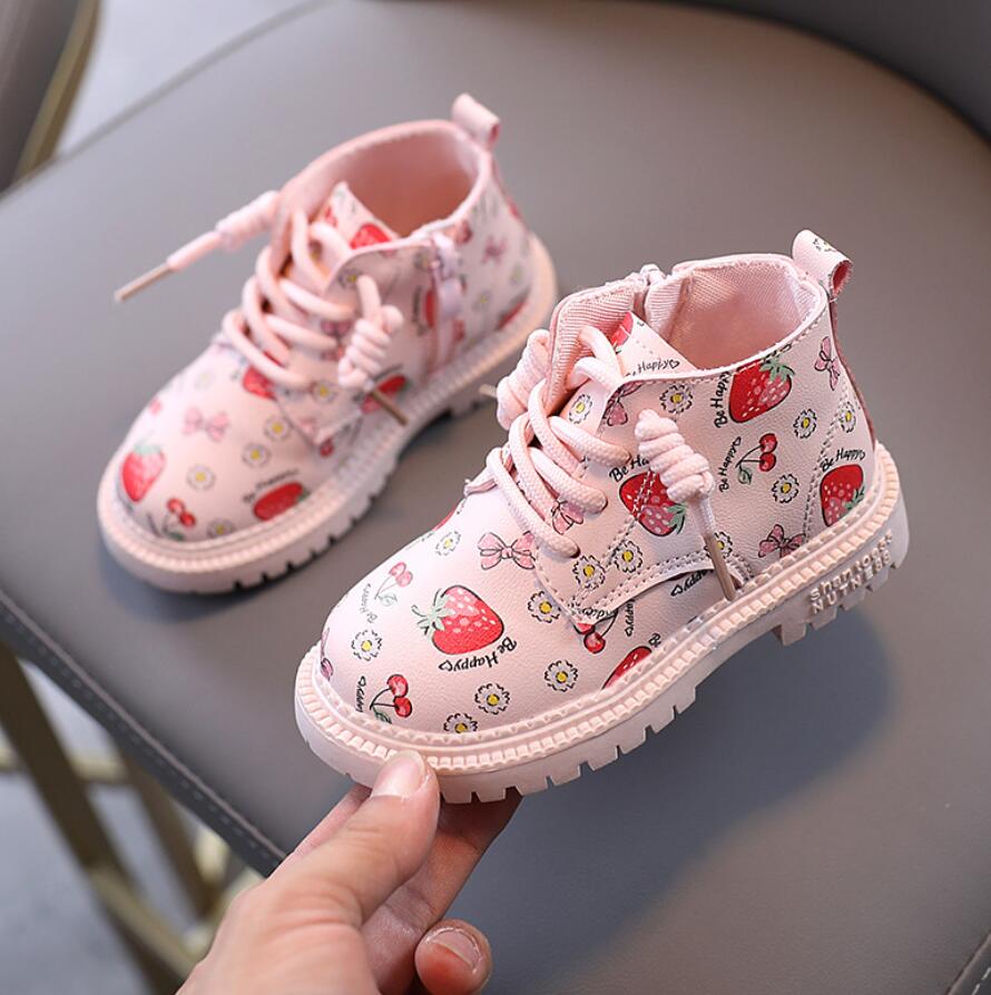 Meisjes martin laarzen herfst leren jongens korte laarzen enkel waterdicht kinderen schattige sneeuwlaarzen kinderschoenen