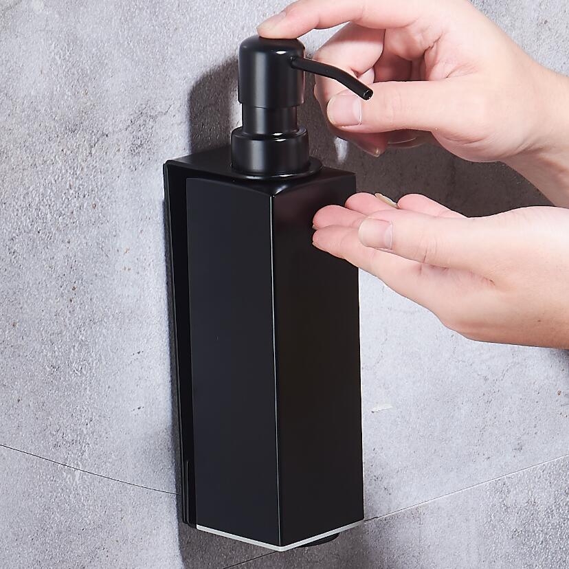 304 Stainless Steel Black Liquid Soap Dispenser Kitchen Sink Soap Container Bathroom Shampoo Box Wall Mounted Detergent Bottle