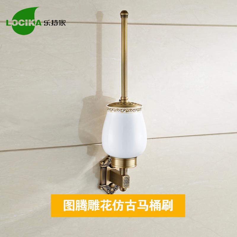 Vintage Bronze Bathroom Accessories European Brushed Solid Brass Bathroom Hardware Set Wall Mounted Carved Bathroom Products: toilet brush holder