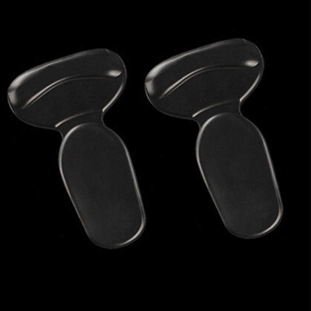 1Pair 2 in 1 Women Silicone Useful T-Shape Thread Thicker Rear Foot Wear Stickers High Heels Soft Mat: clear