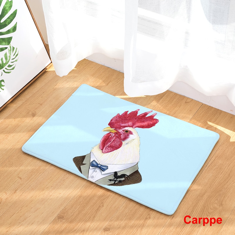 Anti Slip Floor Carpet Mat Chicken Animal Pattern Print Doormat for Bathroom Kitchen Entrance Rugs Home Decoration 40x60 50x80cm