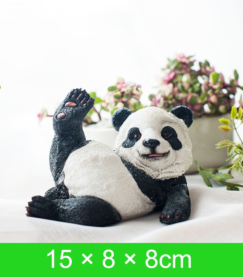 Statue de panda mignonne en résine, micro-décoration pour voiture, bureau, jardin extérieur, sculpture animale, décoration, ornement: 8