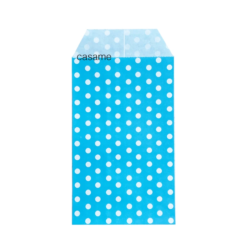 8x15cm 50pcs Kraft Paper Bags with White Polka Dot Pattern - Perfect for Weddings, Parties, and Small Business Supplies