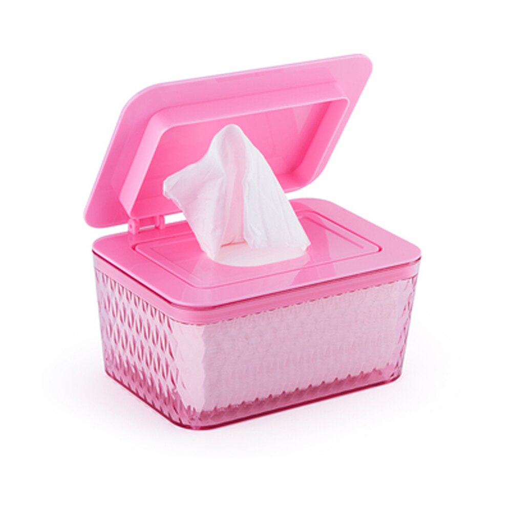 Wet Wipes Dispenser Storage Box Organizer Household Dry Wet Tissue Paper Case Box With Dust-proof Lid For Home Office Store: L Size Pink