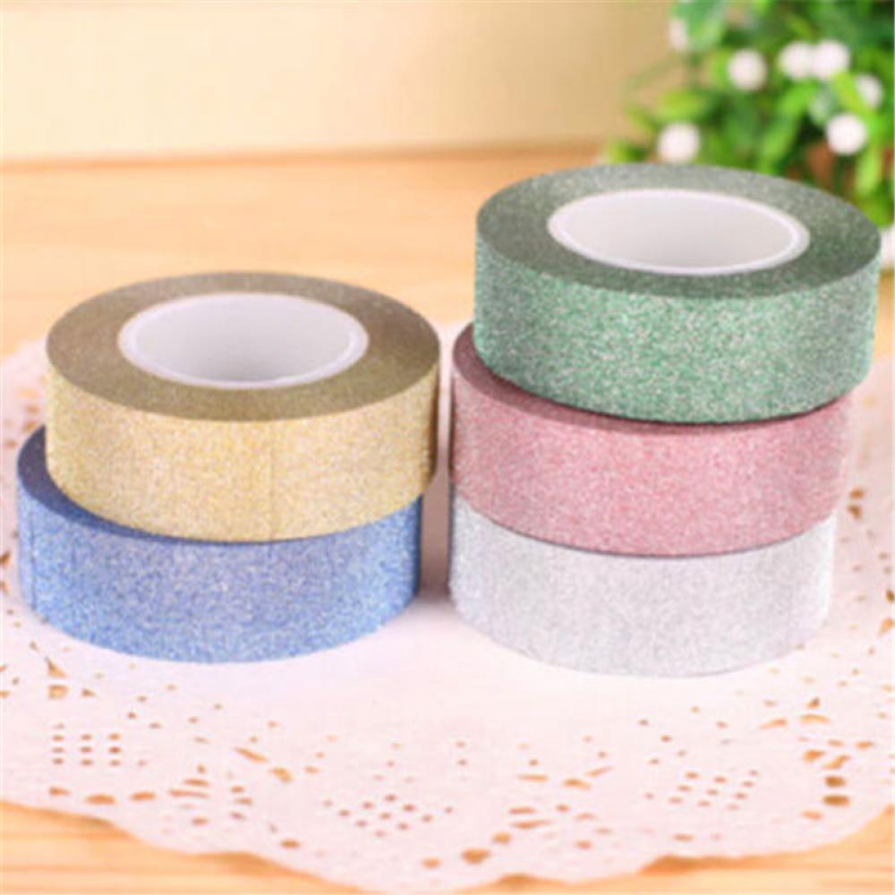 Ensemble de rubans adhésifs Washi à paillettes de 15mm * 5m, papeterie japonaise, rubans adhésifs décoratifs pour Scrapbooking, Kawai Adesiva