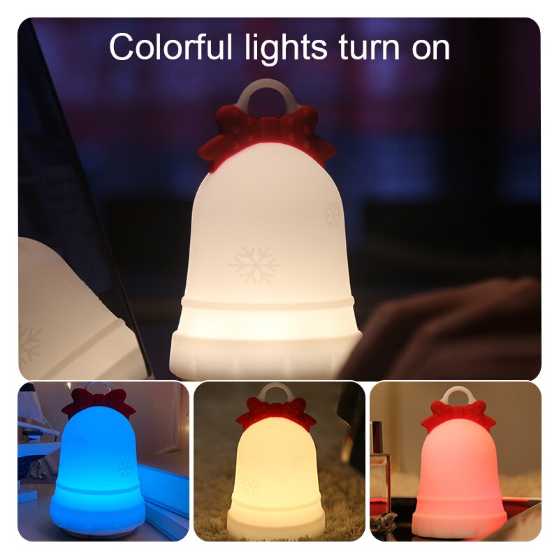 Cloche de noël USB coloré led silicone veilleuse chambre salon pat lampe lampe de table (modèle audio Bluetooth): Christmas bell