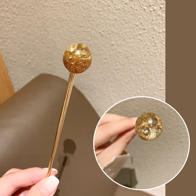 Horquilla de pelo de estilo japonés para mujer, horquillas de Metal hechas a mano de aluminio dorado con cielo estrellado, accesorios para el cabello,: 7