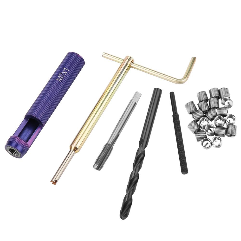 M7*1.0 kierre korjaus insertin kit set ruostumaton teräs helicoil tappipora insertti  + 20 kpl kierrevahvikkeita autokorjaamo työkalut