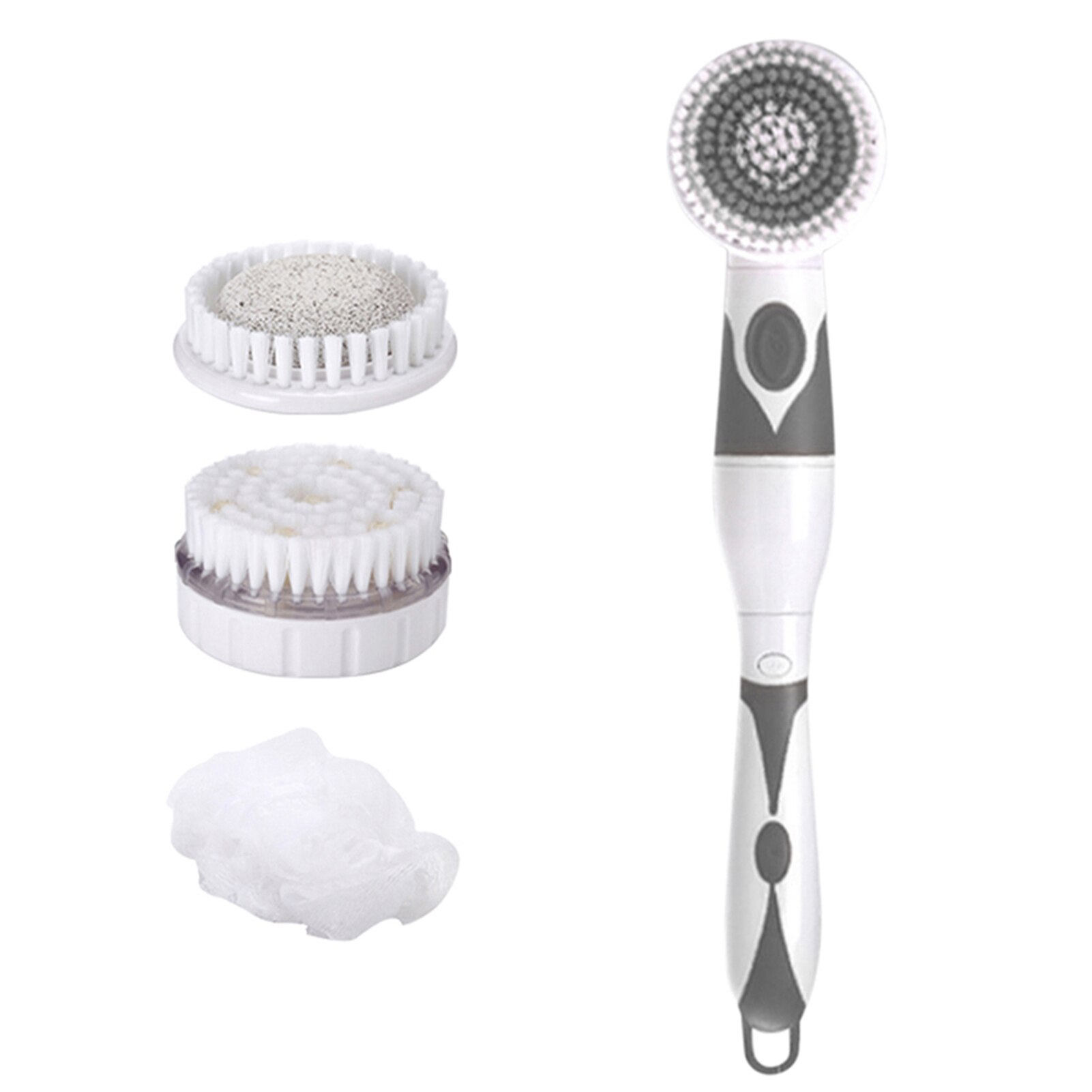 Elektrische Bad Borstel Lange Steel Back Massage Scrubber Douche Borstel Verwijderen Exfoliërende Badkamer Douche Wassen Tool: GRAY