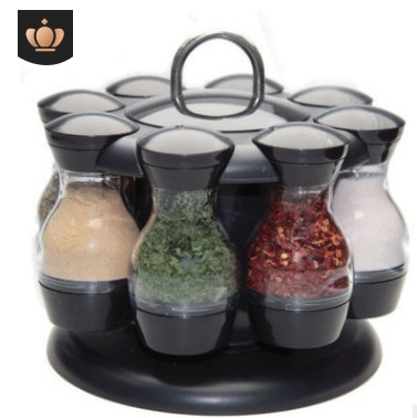 16 Jar Rotating Spice Rack Carousel Kitchen Storage Holder Condiments: Red