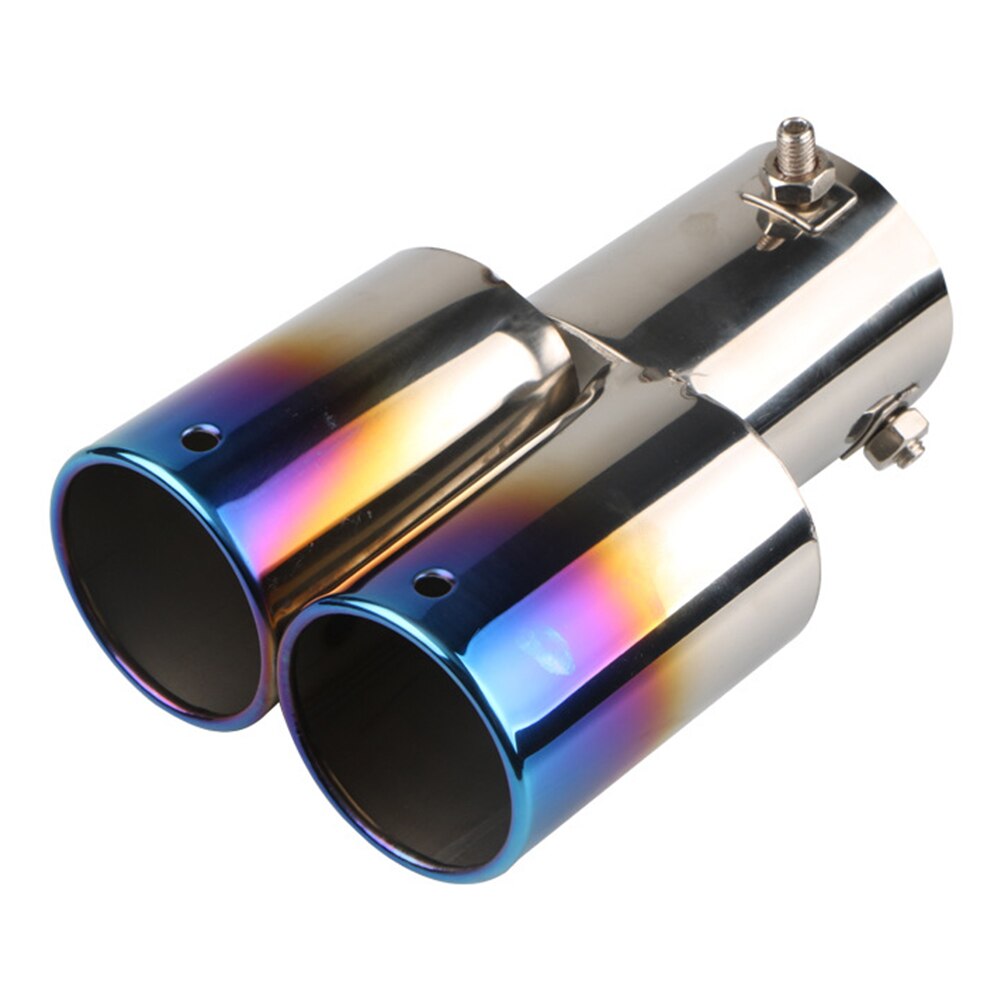Burnt Blue Car Exhaust Tip Muffler Universal Easily Installation 2 Outlet Slant Cut Stainless Steel Personal Car Elements: A