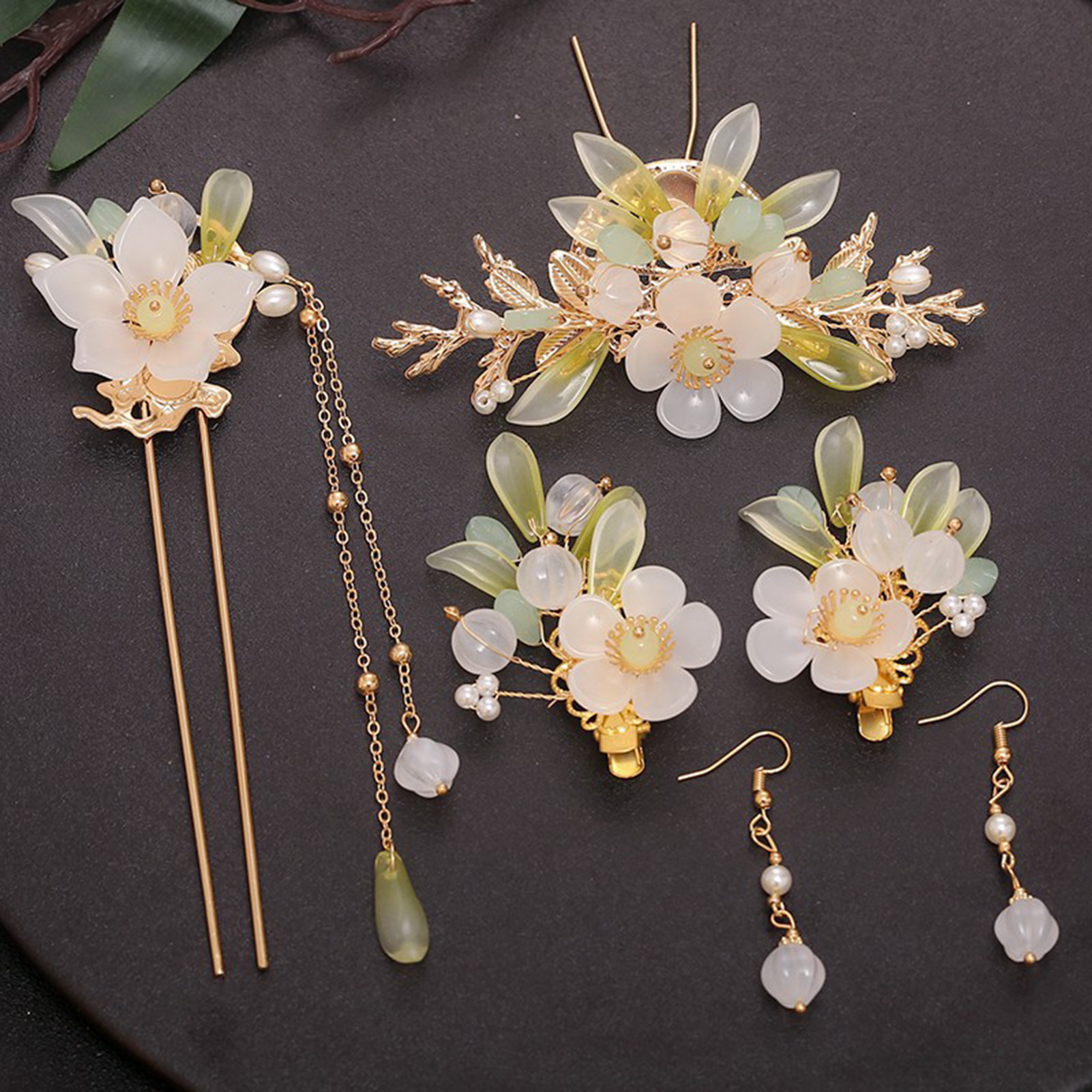 Horquillas chinas antiguas, horquillas, accesorios de joyas para el cabello para mujeres y niñas, vestido Hanfu, decoración para peinar el cabello, tocado colgante: Chapado en rodio