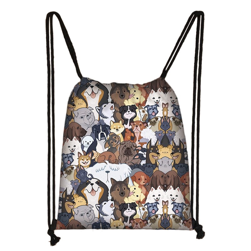 Sac à dos à cordon pour femmes, sac à dos de voyage pour adolescentes, chien du Yorkshire Terrier/bouledogue français/teckel: skdachshund15