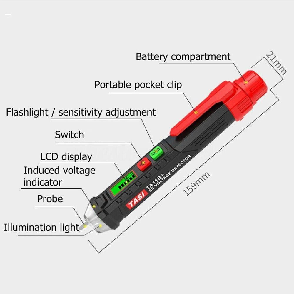 Beröringsfri ac/dc spänningsdetektor testare mätare 12v-1000v penntyp spänningsdetektor lcd-larm självtestande