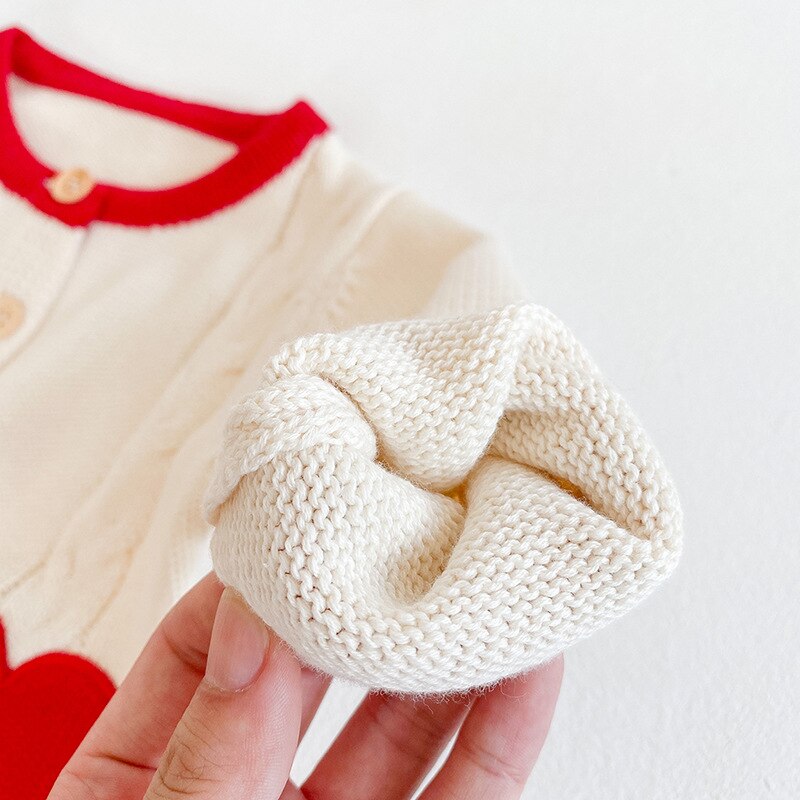 Baby Girl Cardigan Sweater Kids Coat Heart Printed Knitted Color Pattern Sweater Long Sleeve Jacket for Toddlers Girls Sweaters