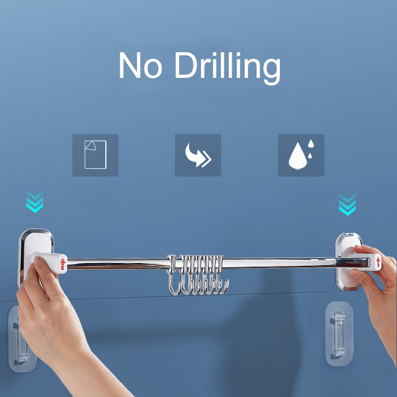 Hook Rail Rack Stainless Stell Wall Mount Shelf with Hooks 304 Bathroom Kitchen Shelf Racks Restaurant Bar Towel Storage Shelves