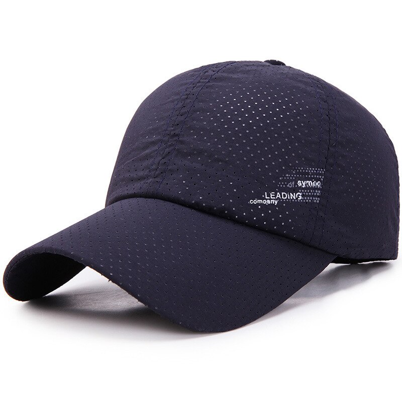 Men Women Summer Baseball Cap Quick Drying Hats Unisex Breathable Sport Pure Color Snapback Hat bone baseball hat: Navy Blue