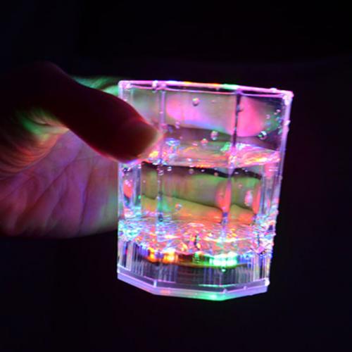 LED Light Up Color Change Water Activated Beer Octagonal Cup Mug Party Prop Colorful glowing octagonal wine glass bar beer glass