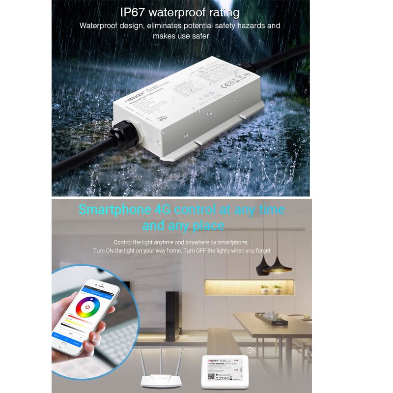 Miboxer WiFi 5 in 1 Light Controller Waterproof IP67 WL5-WP/Non-waterproof WL5 Led wifi controller DC 12V 24V