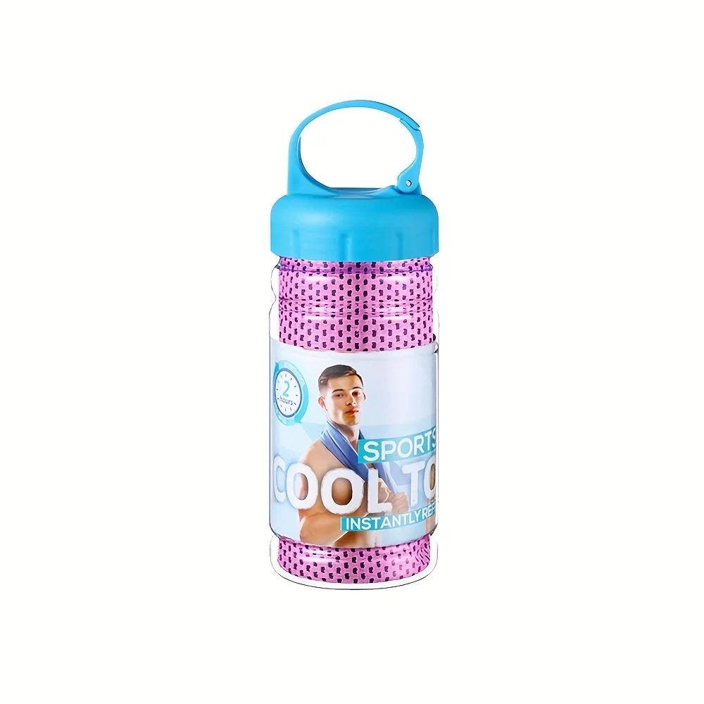 30×80cm Draagbare op fles gemonteerde sneldrogende handdoek Gym Sport Zweetabsorberend Koude sensatie Snelle ijshanddoek Zwemmen Strandhanddoeken: zwart