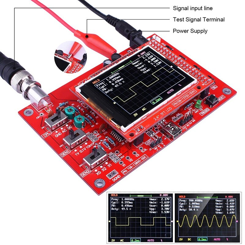 Kit de osciloscopio DSO138 DIY, fuente de apertura TFT 1MSPS, Kit de osciloscopio Digital de mano con piezas DIY y sonda