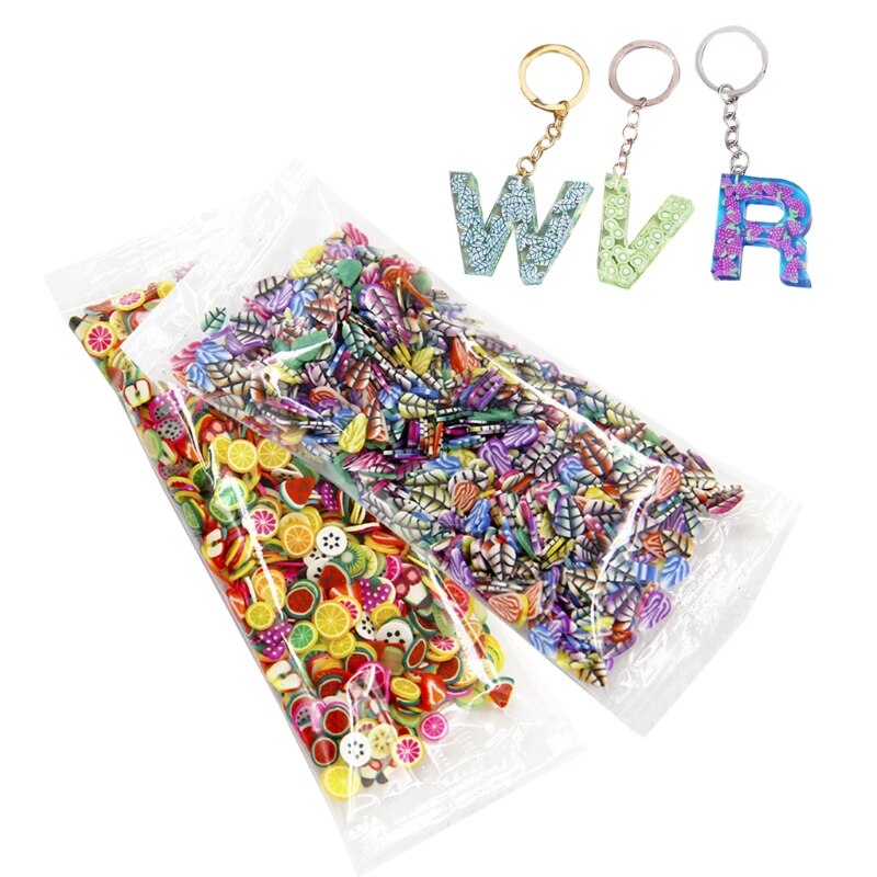 1000 Teile/paket Ton Harz Füllungen Handwerk Obst Blatt Blumen Muster Bunte Mixed Füllstoff für DIY Epoxy Harz Schmuck Nail art dezember