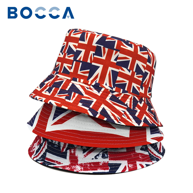 Bocca balde chapéu bandeira britânica impressão dupla lateral chapéus inglaterra bandeira reversível boné unisex dobrável algodão moda alta qualidade