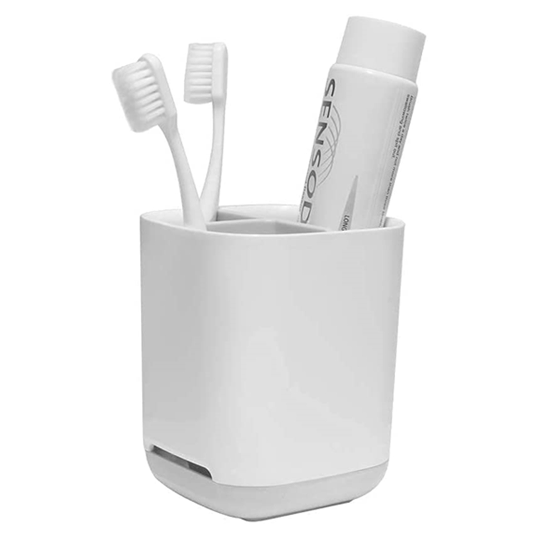 Multifunctional 3 Slot Electric Toothbrush Holder Toothpaste Storage Large Capacity Toothbrush Holder Bathroom Accessories: Grey