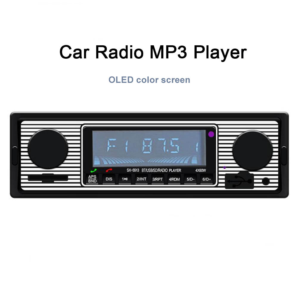 Car Radio Bluetooth-Compatible Retro MP3 Multimedia Player AUX USB Vintage Wireless 12V Stereo Audio Auto Electronics