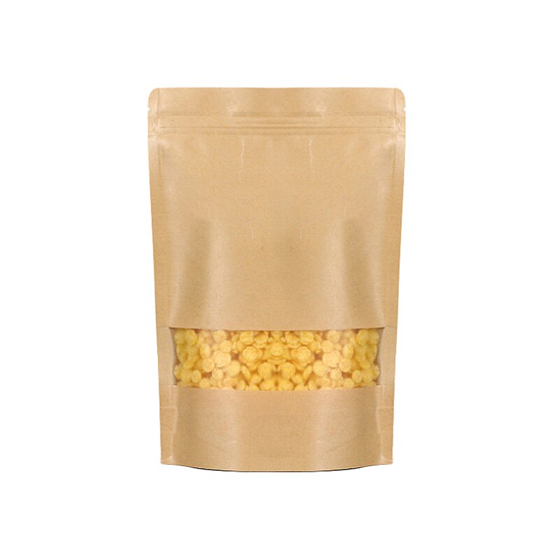 100 Pcs Thickened Front Transparent Kraft Paper Bag Nut Tea Self-standting Ziplock Package Bag Food Packaging Pouches