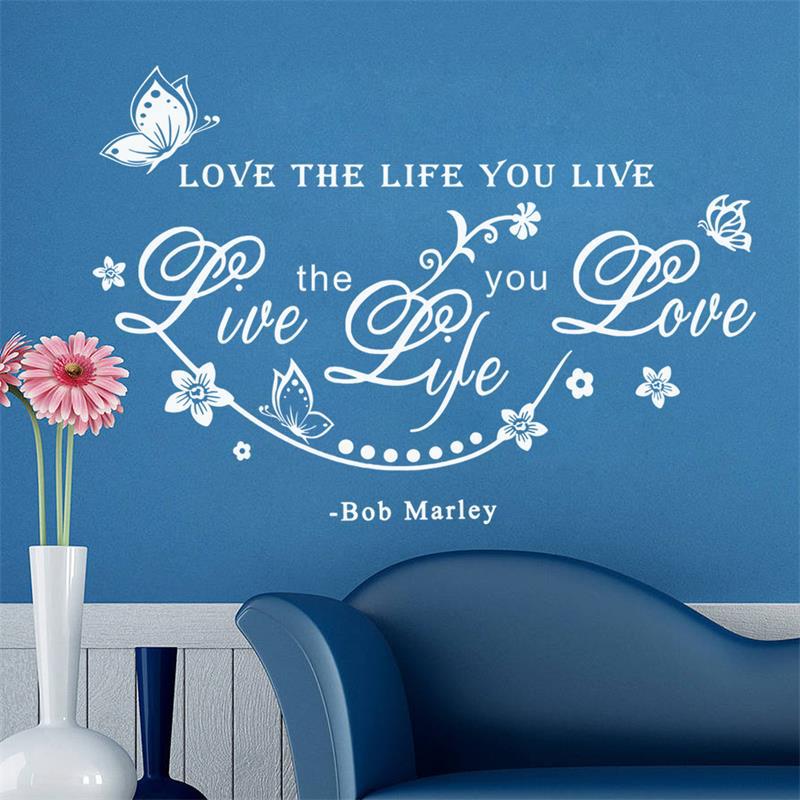 Live Life Love Wall sticker Quotes wall decals vinyl decal Living room Bedroom decoration Wallpaper: White