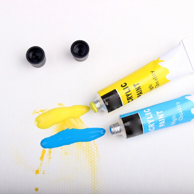 12 Colors Acrylic Paints Brush 12ml Tubes Drawing Painting Pigment Hand-painted DXAB