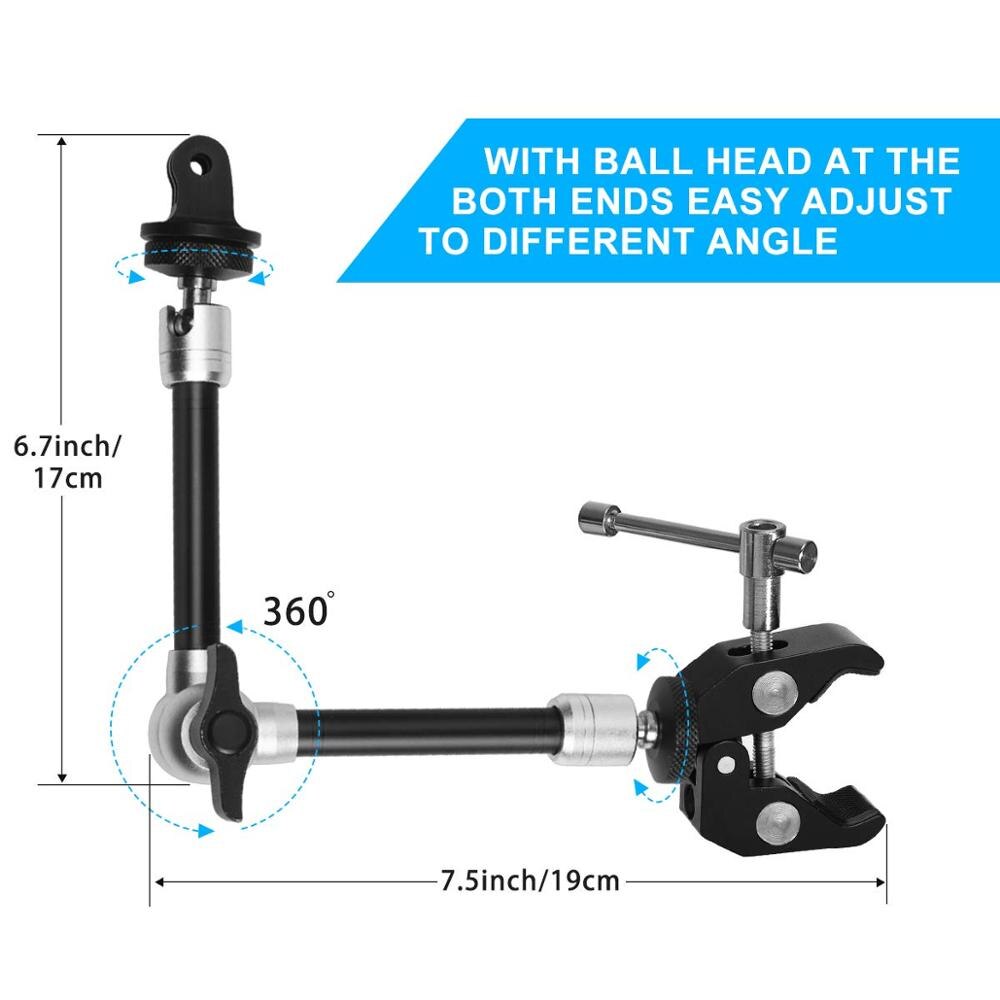 11 "Regolabile Robusto di Articolazione Friction Magic Arm, dslr/Mirrorless/Azione Della Macchina Fotografica/Videocamera/Smartphone/Lcd Monitor
