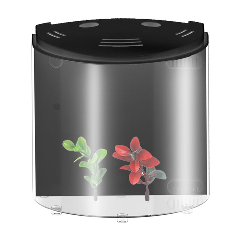 Mini Aquarium demi-lune USB , Mini Aquarium Transparent à faible puissance et haute luminosité, de bureau: Black