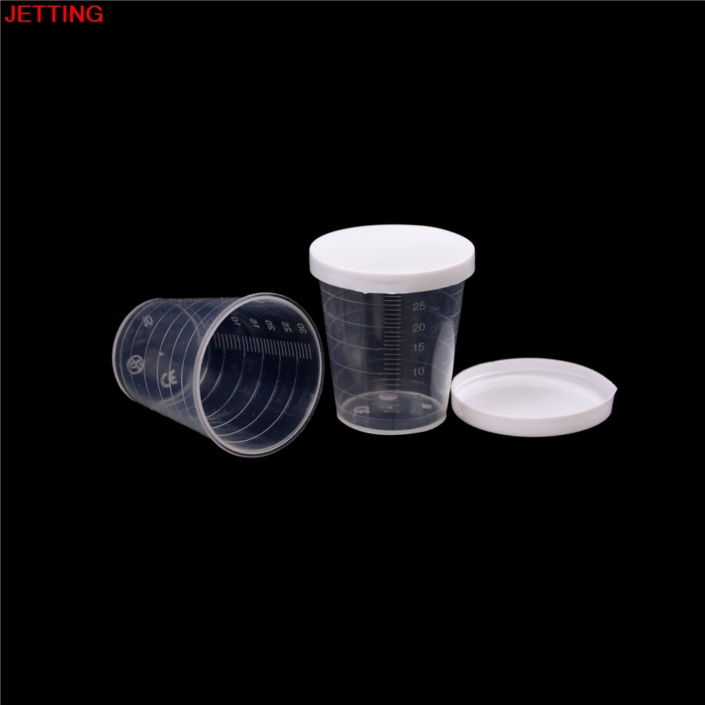 10 PCS 30ml Cylinder Clear PP Liquid Measuring Cups White Lid Indexing Clear Container Tub Plastic Graduaeted Laboratory Test
