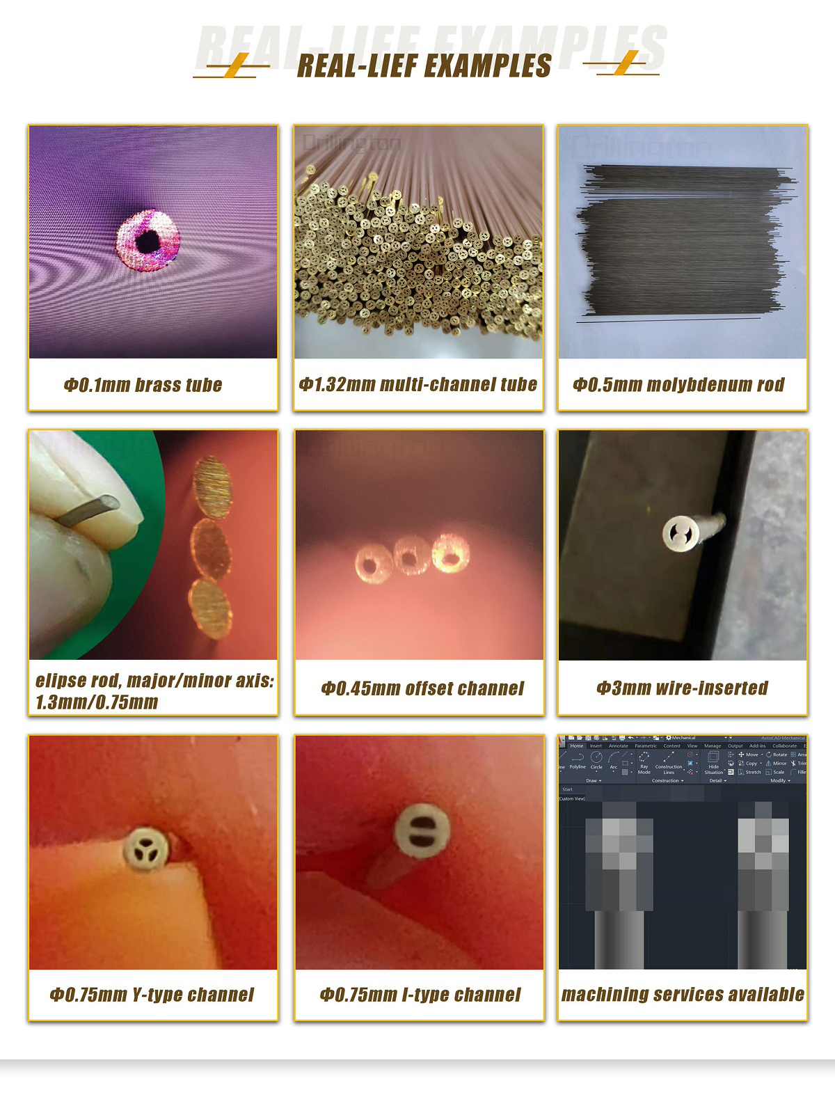Drillington EDM Tube Brass Copper Tube High Precision 1.0mm 1.1mm 1.2mm 1.3mm 400mm 500mm Single Hole Electrode Tubes