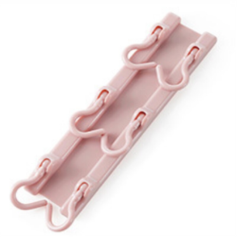 Percha de plástico con 6 ganchos para colgar vasos, colgador de baño, organizador de cocina, estante de puerta, estante de almacenamiento, accesorios para utensilios de cocina: Pink