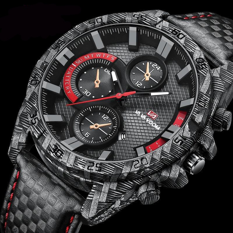 Uthai  ce141 karbonfiber superbil racing stil herreklokke uformell sports vanntett kvartsklokke