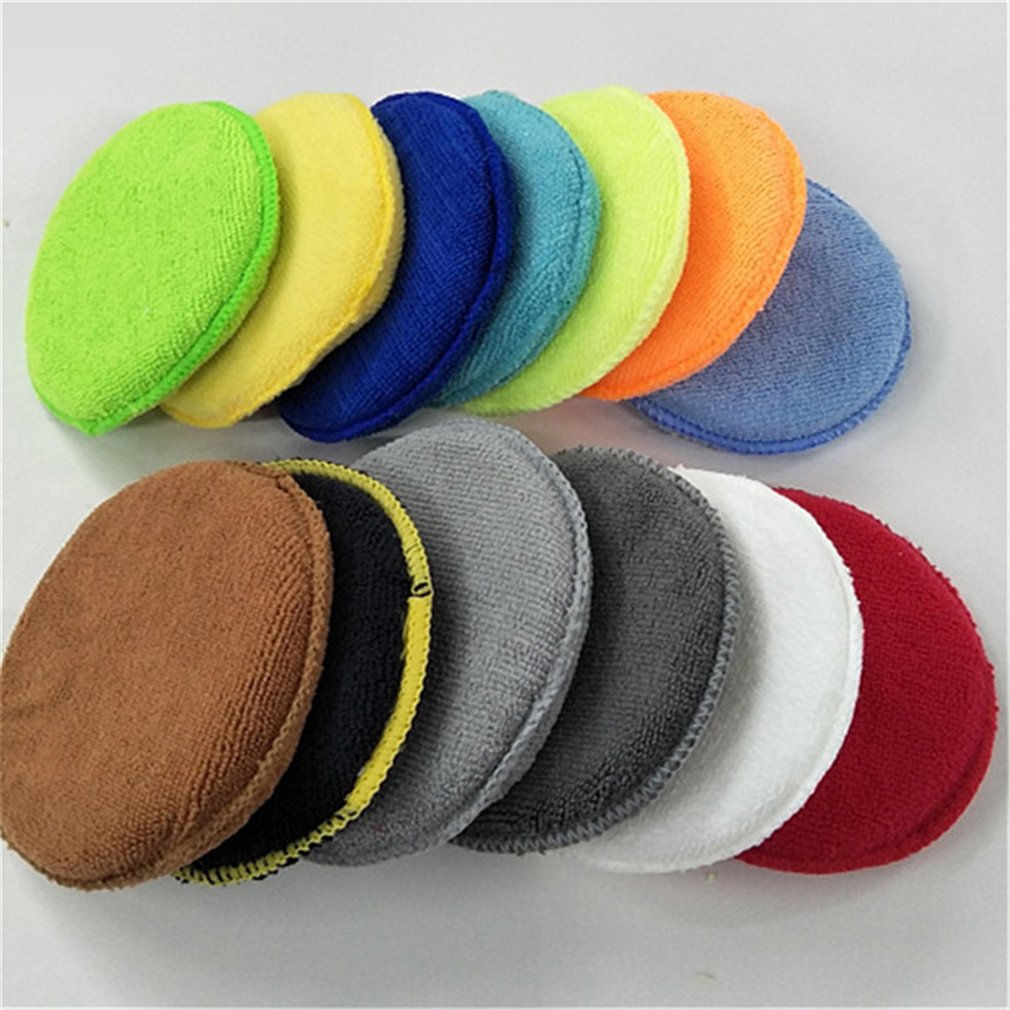 Practical Car Superfine Fiber Round Shape Wax Applicator Pads Polishing Sponges With Net Car Accessories Polisher Pads