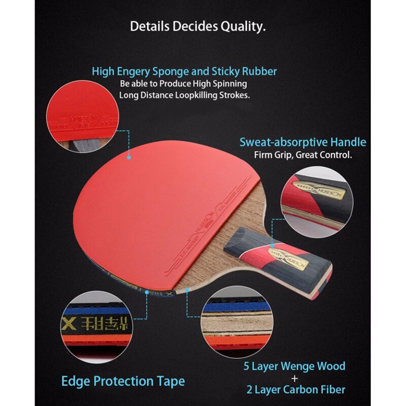 Huieson Super Powerful Ping Pong Racket Bat,6 Star Table Tennis Racket Sticky Pimples