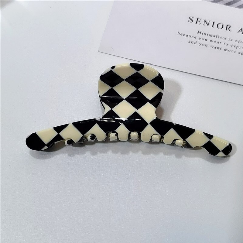 Zwart Wit Plaid Acetaat Haar Klauw Clips Voor Meisjes Grote Haarspelden Vrouwen Bobby Pin Accessoires Hoofddeksels Make Hair Styling Tool: one 11.5cm