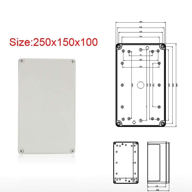 IP67 Waterproof Electrical Junction Box ABS plastic Enclosure Case Outdoor Distribution box for CCTV Camera: 250x150x100