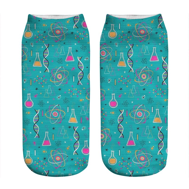 Chaussettes kawaii pour femmes, imprimé de chimie, incroyable, harajuku, drôle, nouveauté, mignonnes, pour filles,