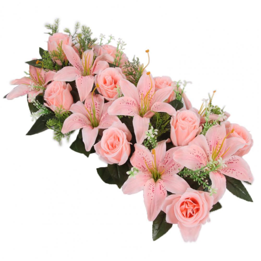 42cm Artificial Flowers Chic Shape DIY Artificial Rose Flowers Garden Fence Wedding Home Decoration Garland Table Decor Flower: Pink